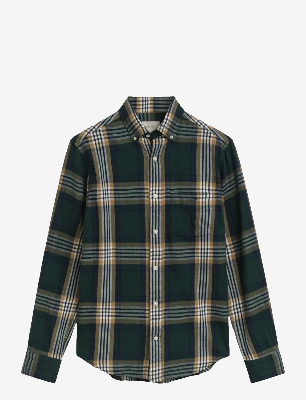 GANT - REG WINDBLOWN FLANNEL CHECK SHIRT - flanellskjortor - tartan green - 0