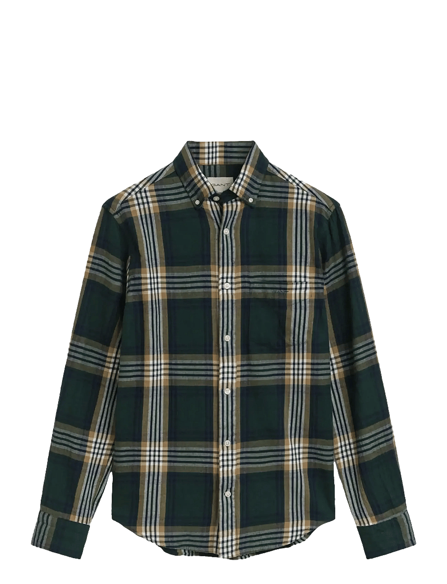 Gant - REG WINDBLOWN FLANNEL CHECK SHIRT - flanell-hemden - tartan green - 0