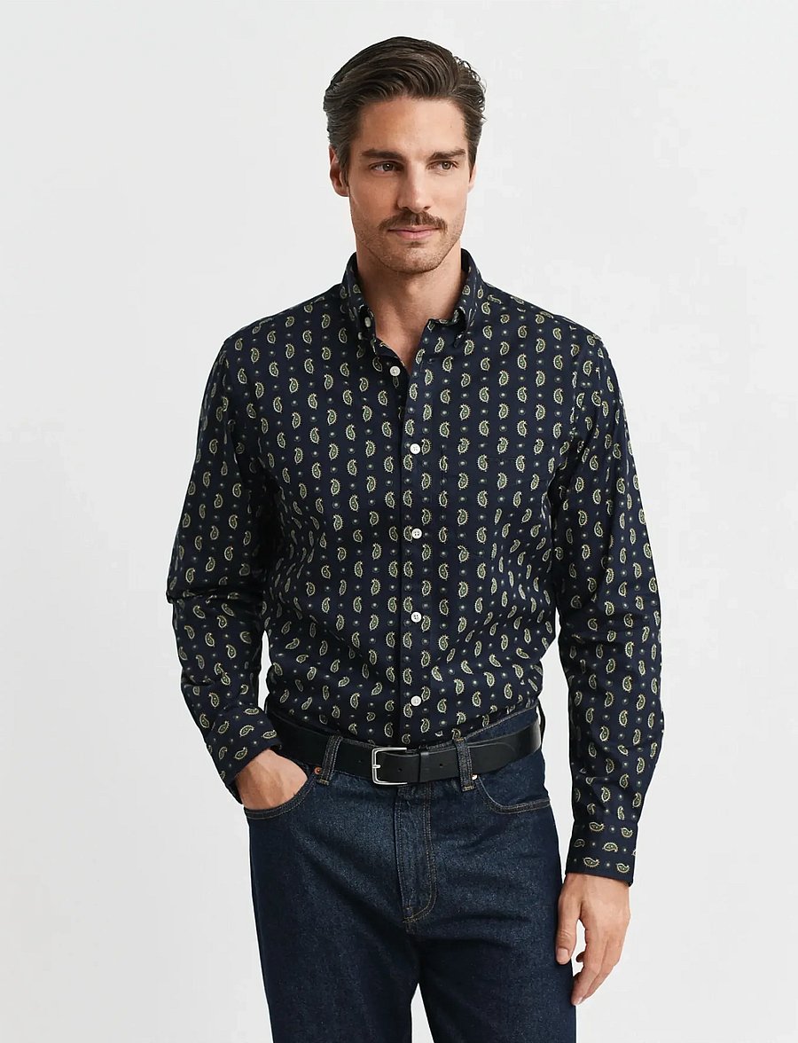 Gant - REG PAISLEY PRINTED TWILL SHIRT - hemden mit muster - evening blue - 0