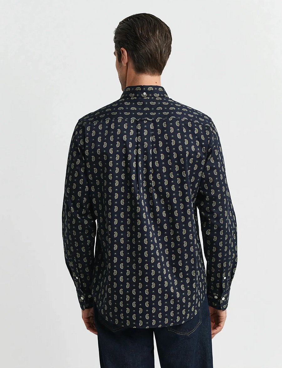 Gant - REG PAISLEY PRINTED TWILL SHIRT - gemusterte hemden - evening blue - 4