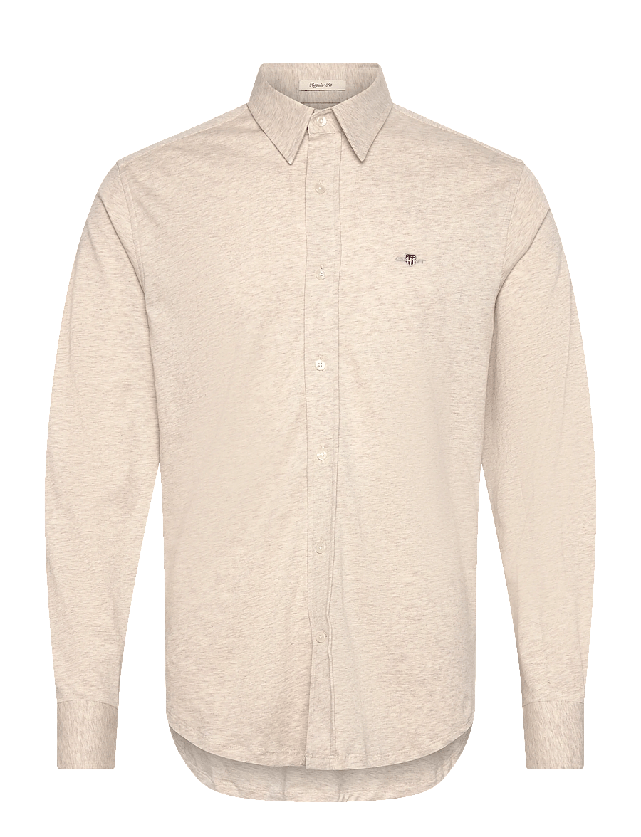 GANT - REG JERSEY SHIRT - light beige melange - 0