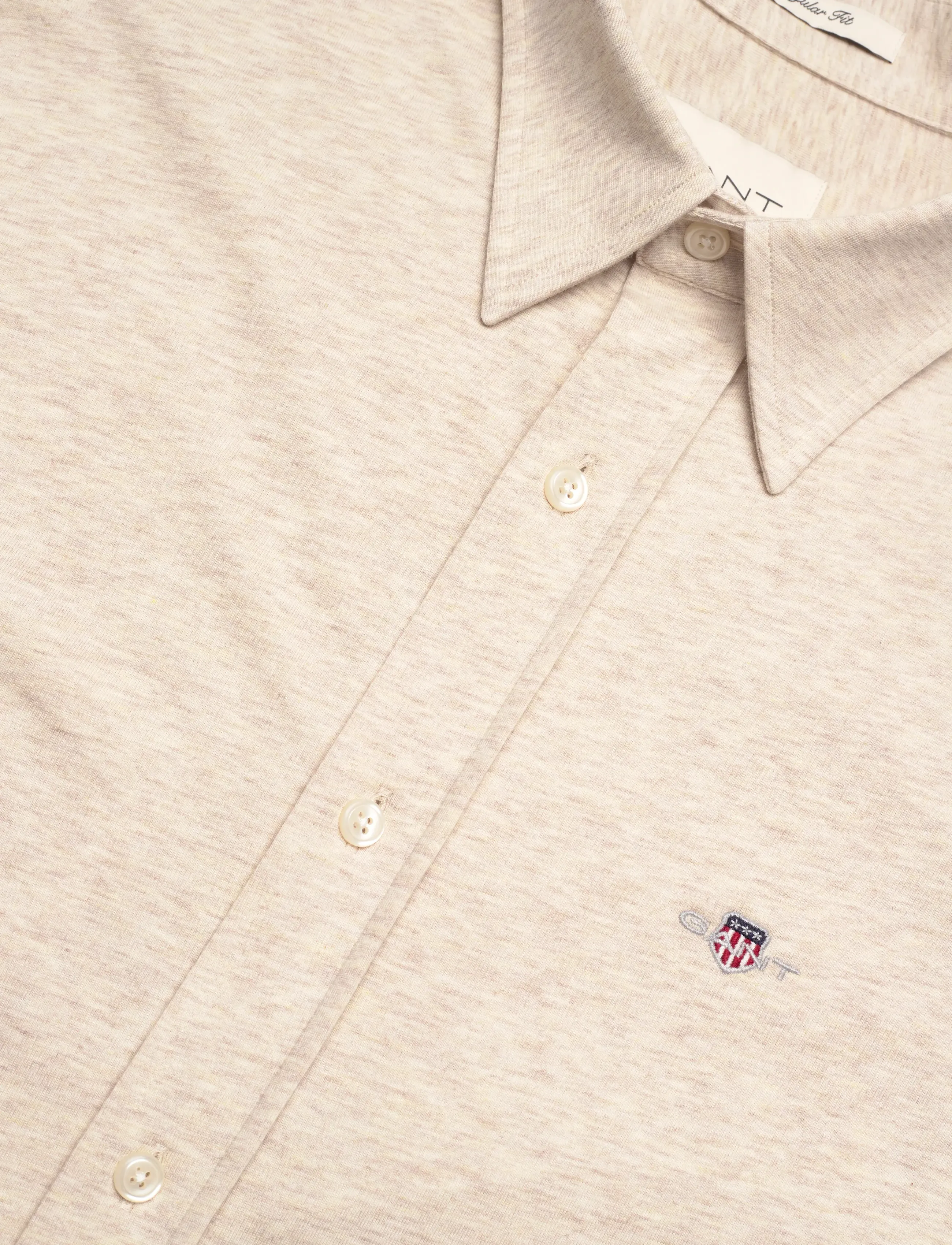 GANT - REG JERSEY SHIRT - light beige melange - 3