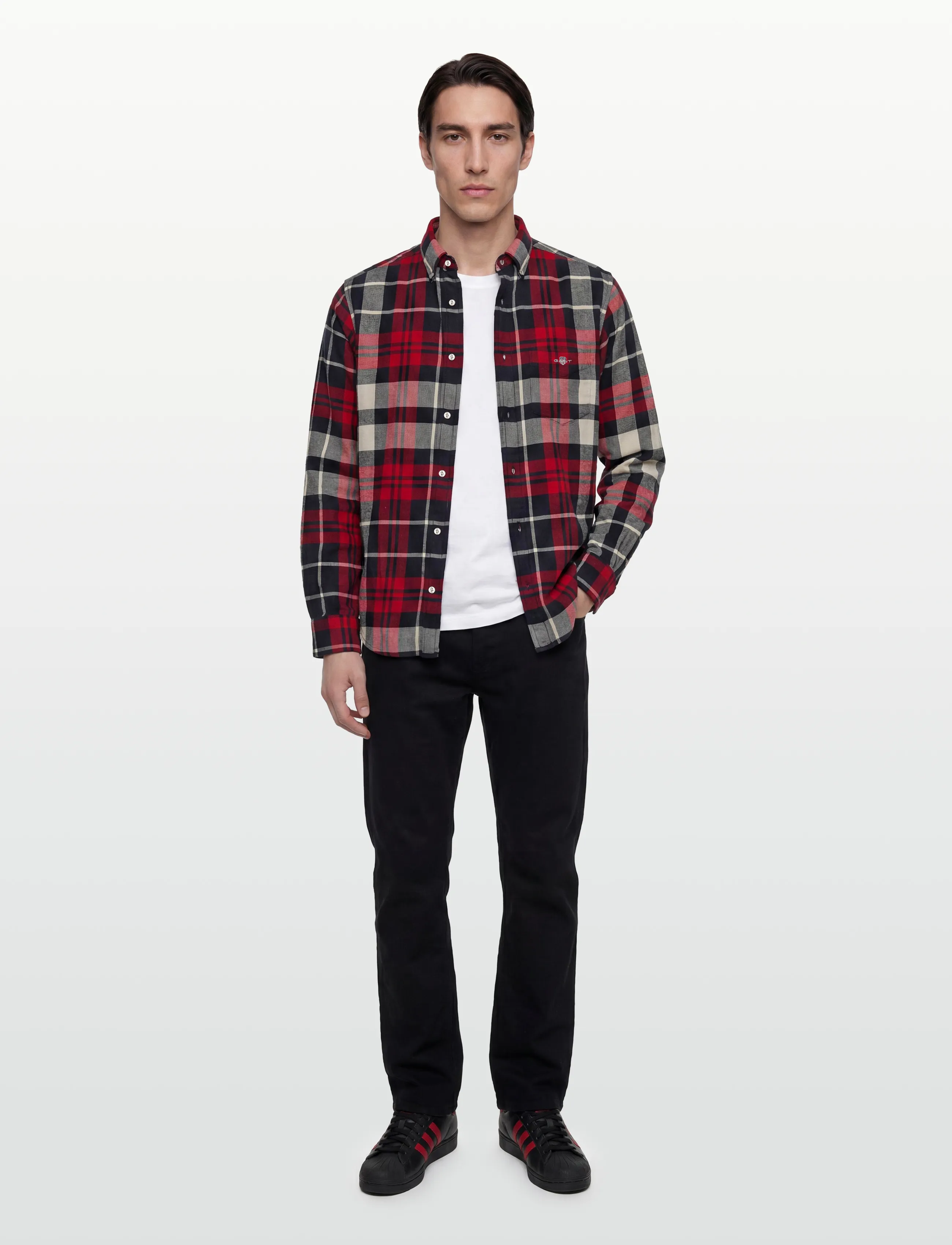 Gant Reg Flannel Check Shirt, L, Shirts, Rot - Checkered Männerswear