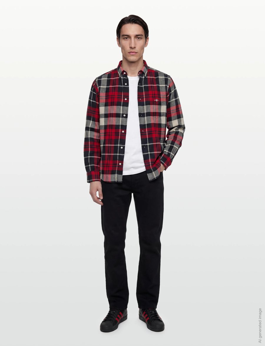 Gant - REG FLANNEL CHECK SHIRT - flanell-hemden - ruby red - 0