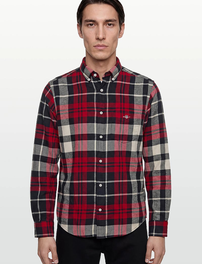 GANT - REG FLANNEL CHECK SHIRT - flanellipaidat - ruby red - 3
