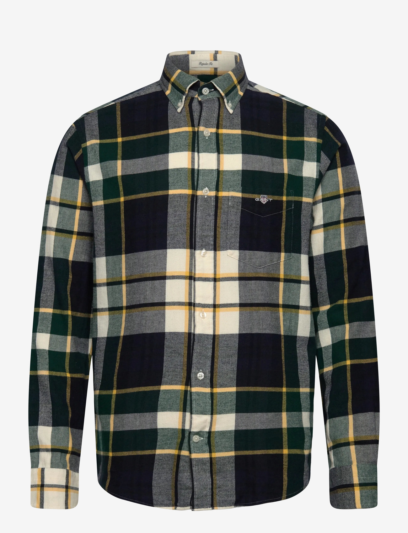 GANT - REG FLANNEL CHECK SHIRT - basic skjortor - tartan green - 0