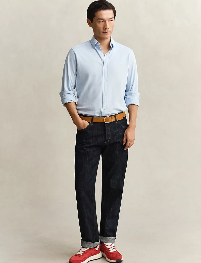 GANT - REG JERSEY PIQUE STRETCH SHIRT - tavalised t-särgid - capri blue - 4