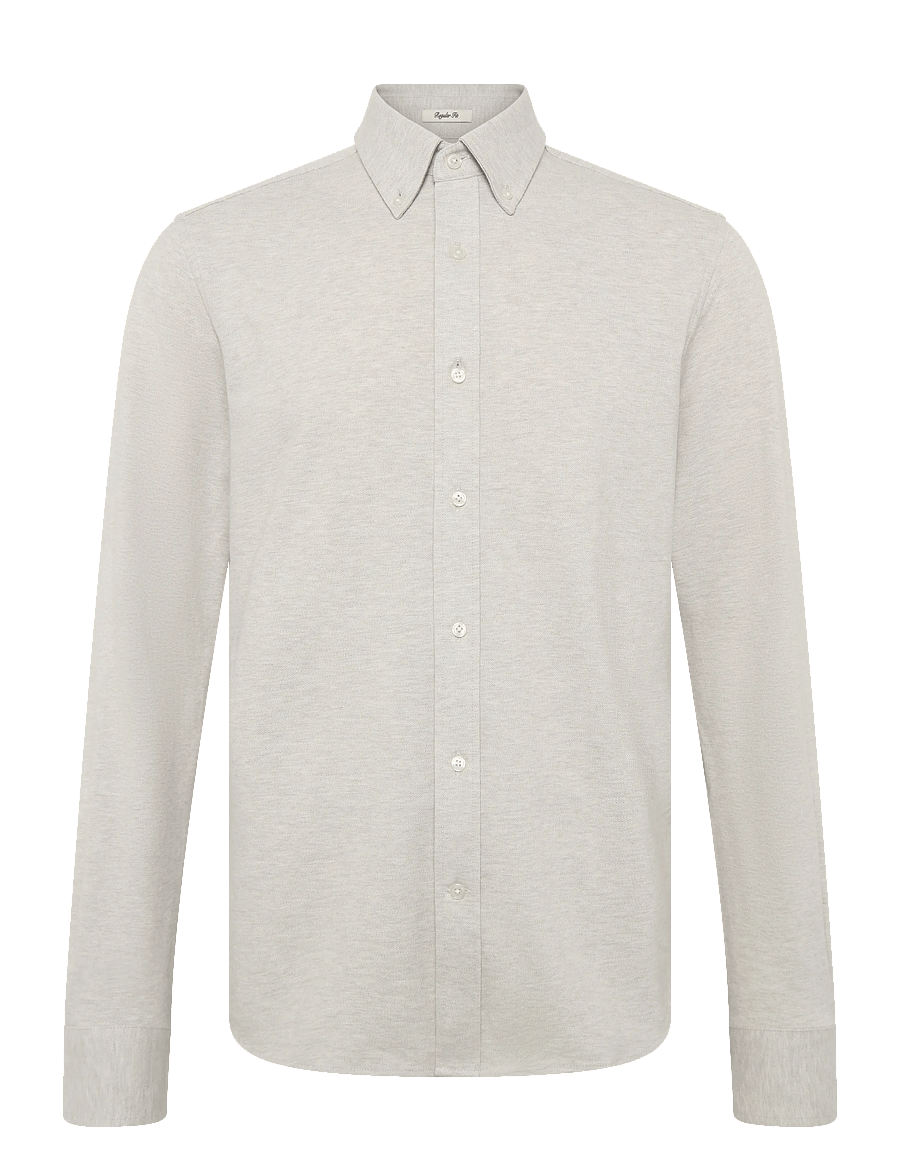 Gant - REG JERSEY PIQUE STRETCH SHIRT - freizeithemden - light beige melange - 0