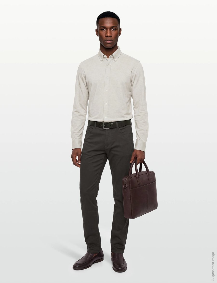 Gant - REG JERSEY PIQUE STRETCH SHIRT - casual skjortor - light beige melange - 0
