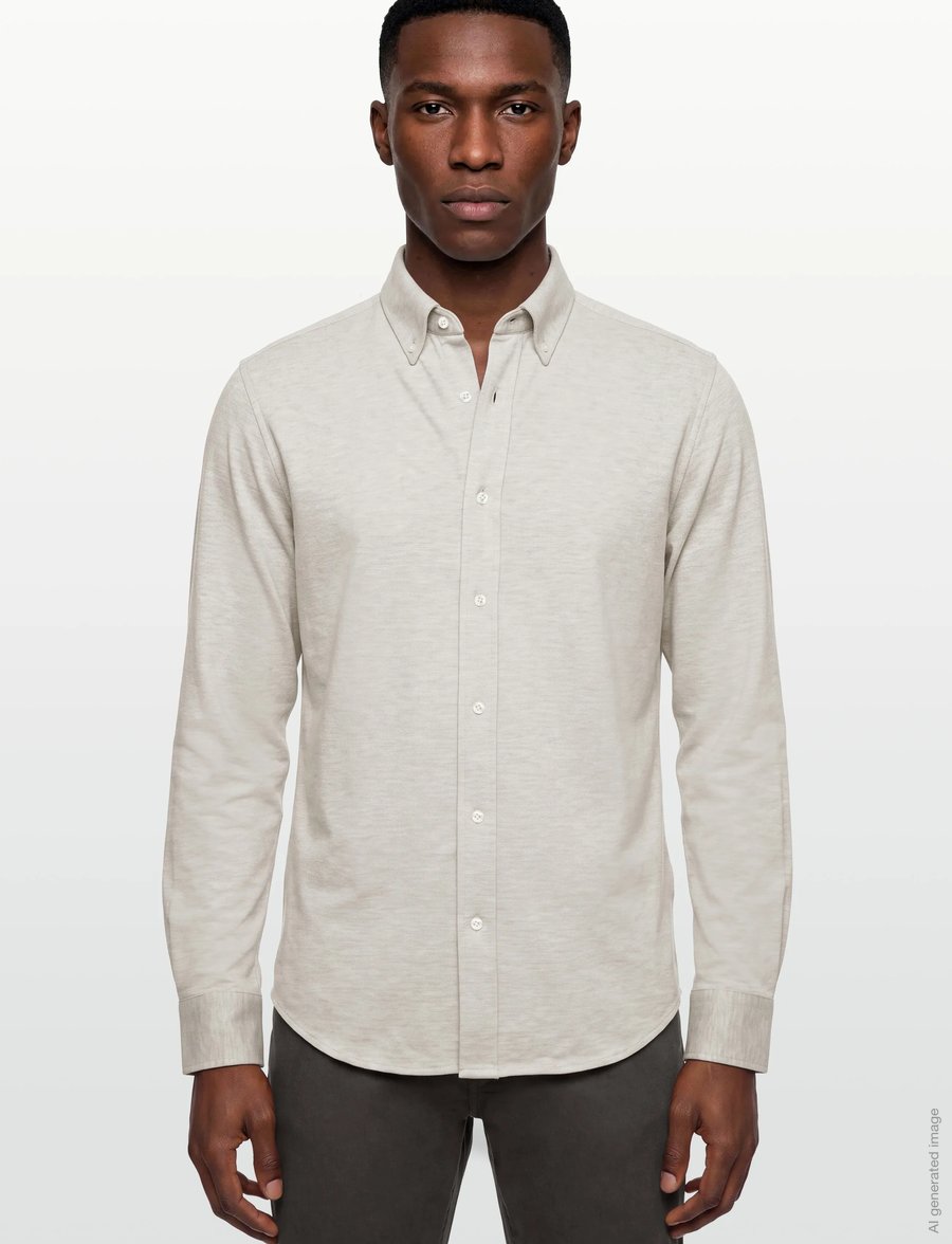 Gant - REG JERSEY PIQUE STRETCH SHIRT - casual skjortor - light beige melange - 3