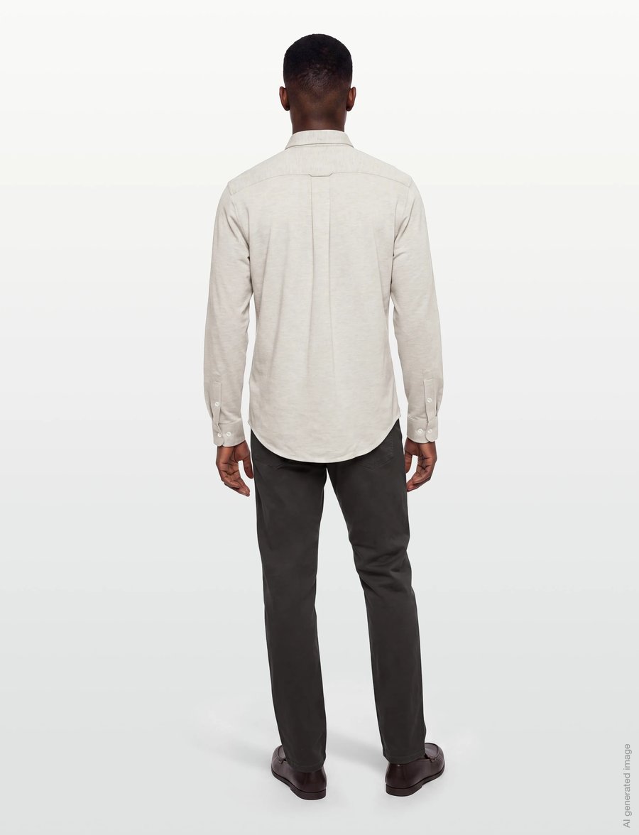 Gant - REG JERSEY PIQUE STRETCH SHIRT - casual skjortor - light beige melange - 4