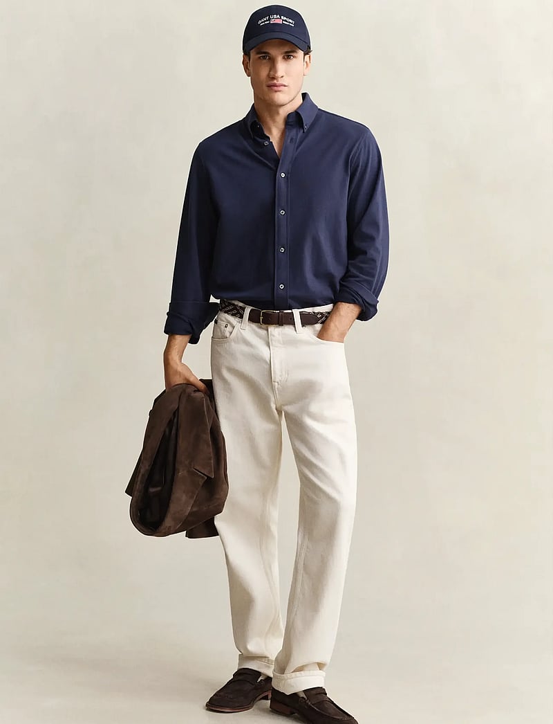 GANT - REG JERSEY PIQUE STRETCH SHIRT - basic skjorter - marine - 5