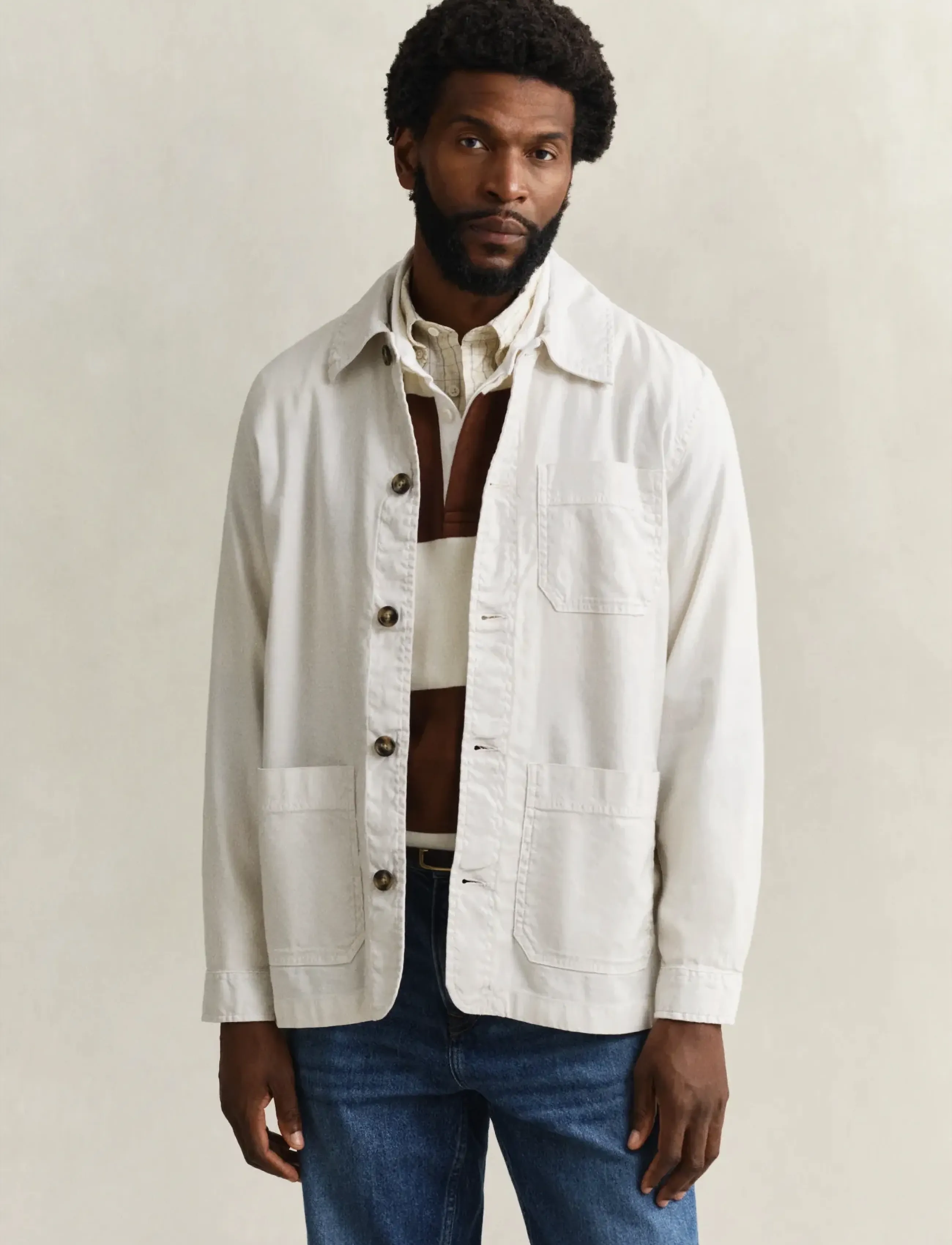 Gant Reg Cotton / Linen Overshirt, Mænd, Utility Overshirt, Cream, Str: S