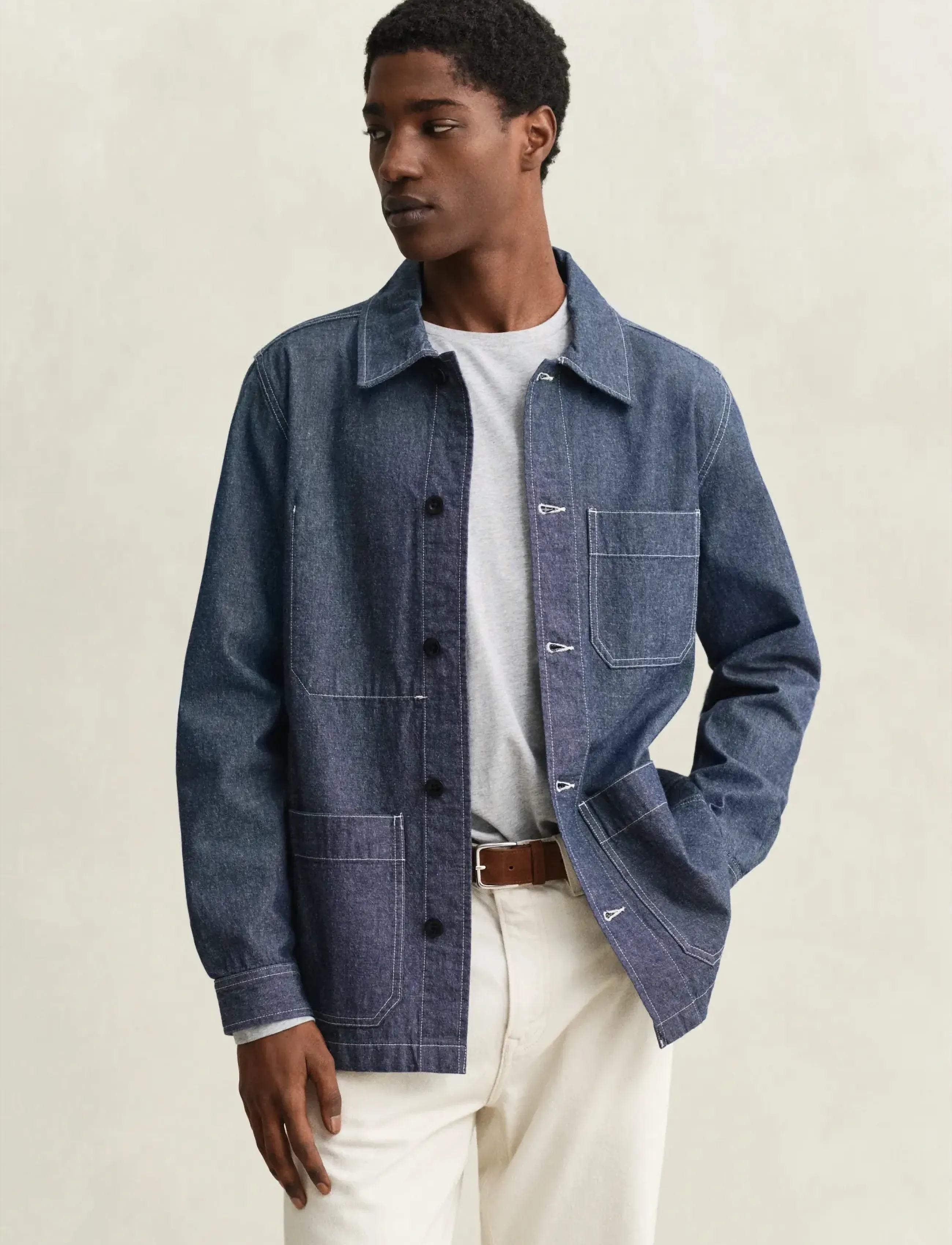 GANT REG CHAMBRAY OVERSHIRT - Overshirts - MID BLUE / blue