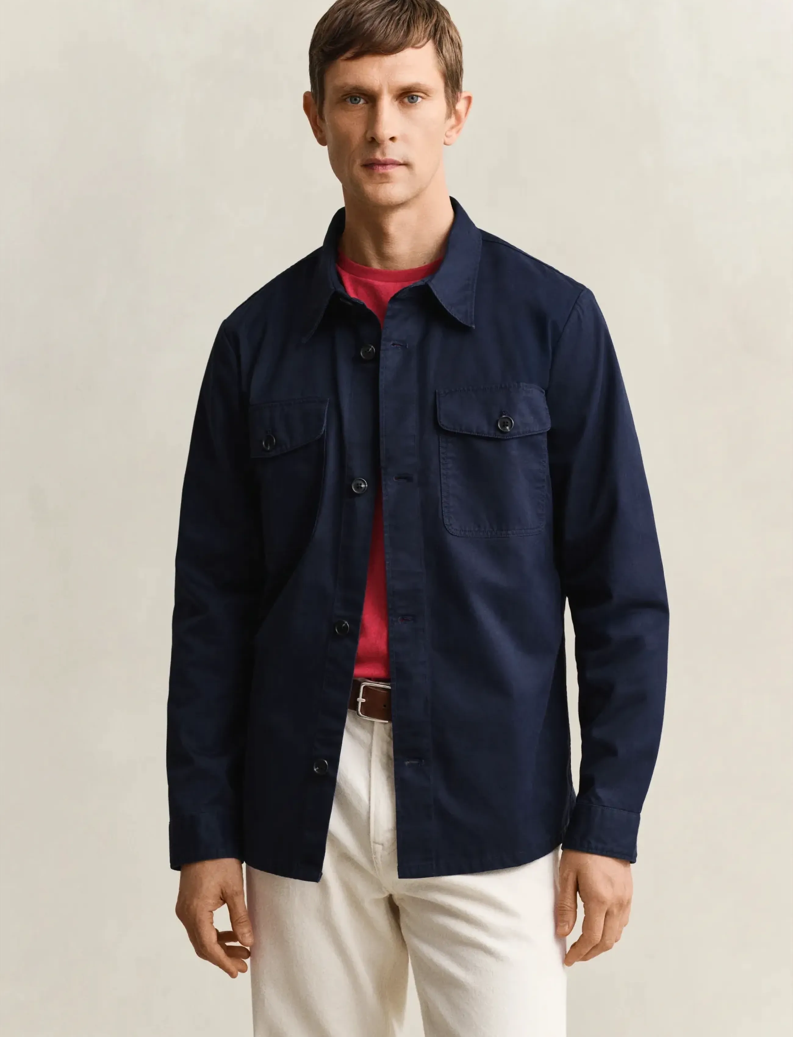 GANT REG COTTON TWILL OVERSHIRT - Overshirts - EVENING BLUE / navy