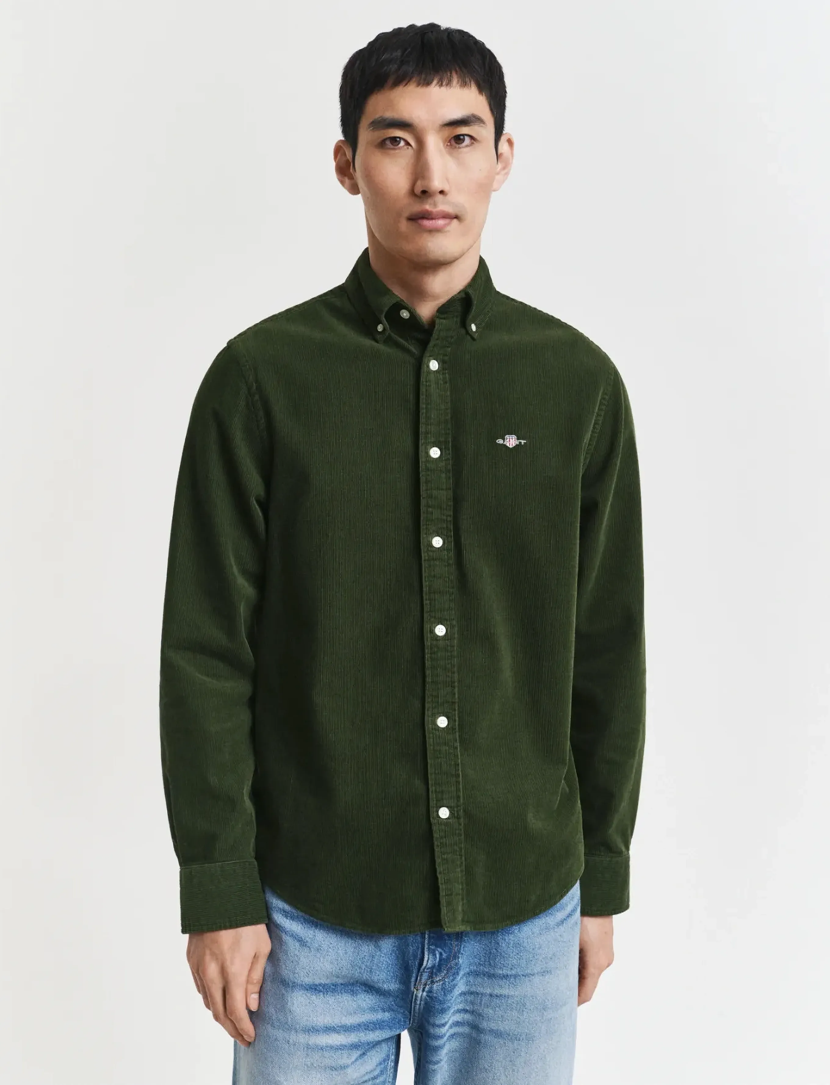 Gant Reg Corduroy Shirt, 3XL, Green, Shirts > Corduroy Shirts, Herre