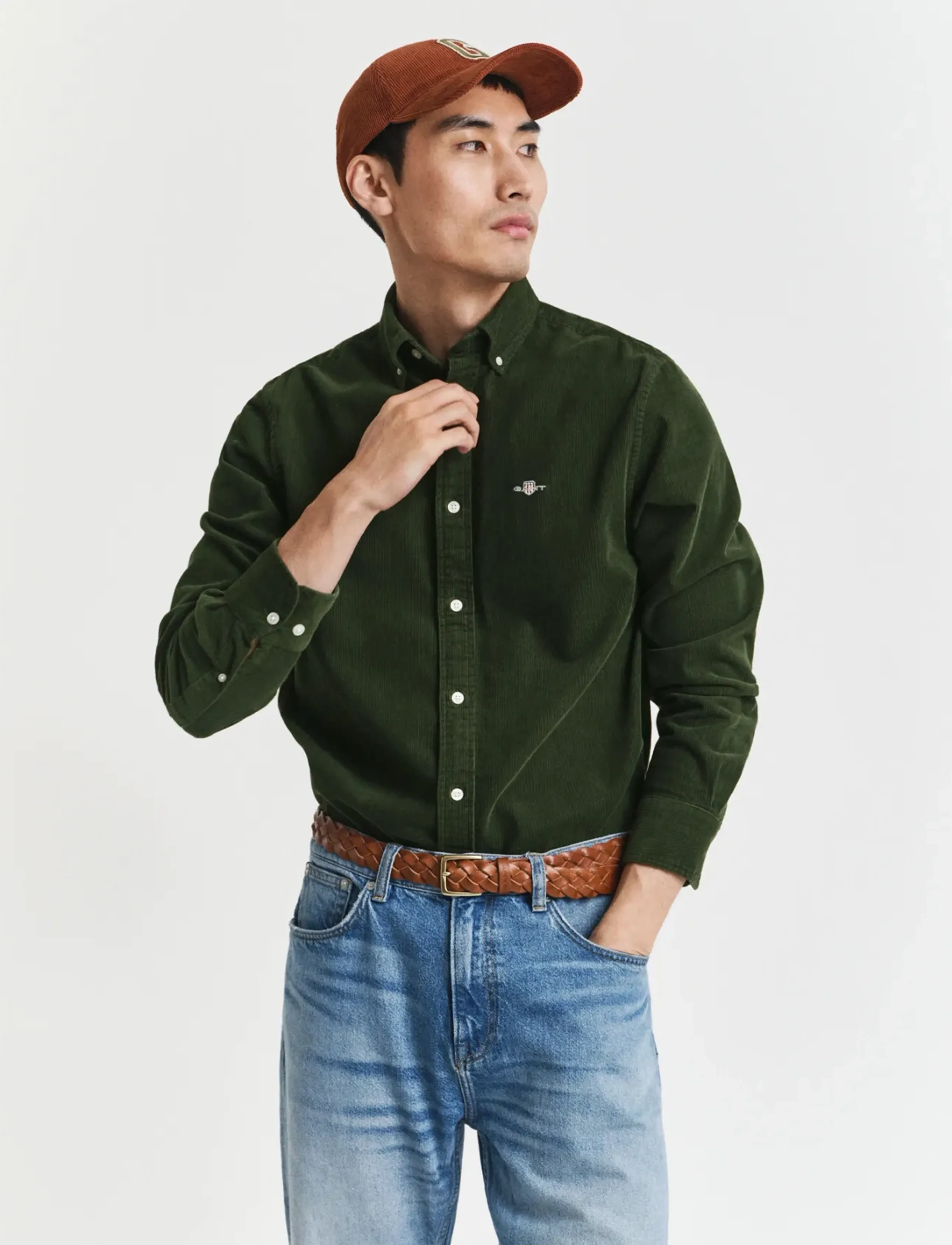 Gant - REG CORDUROY SHIRT - fløjlsskjorter - country green - 4
