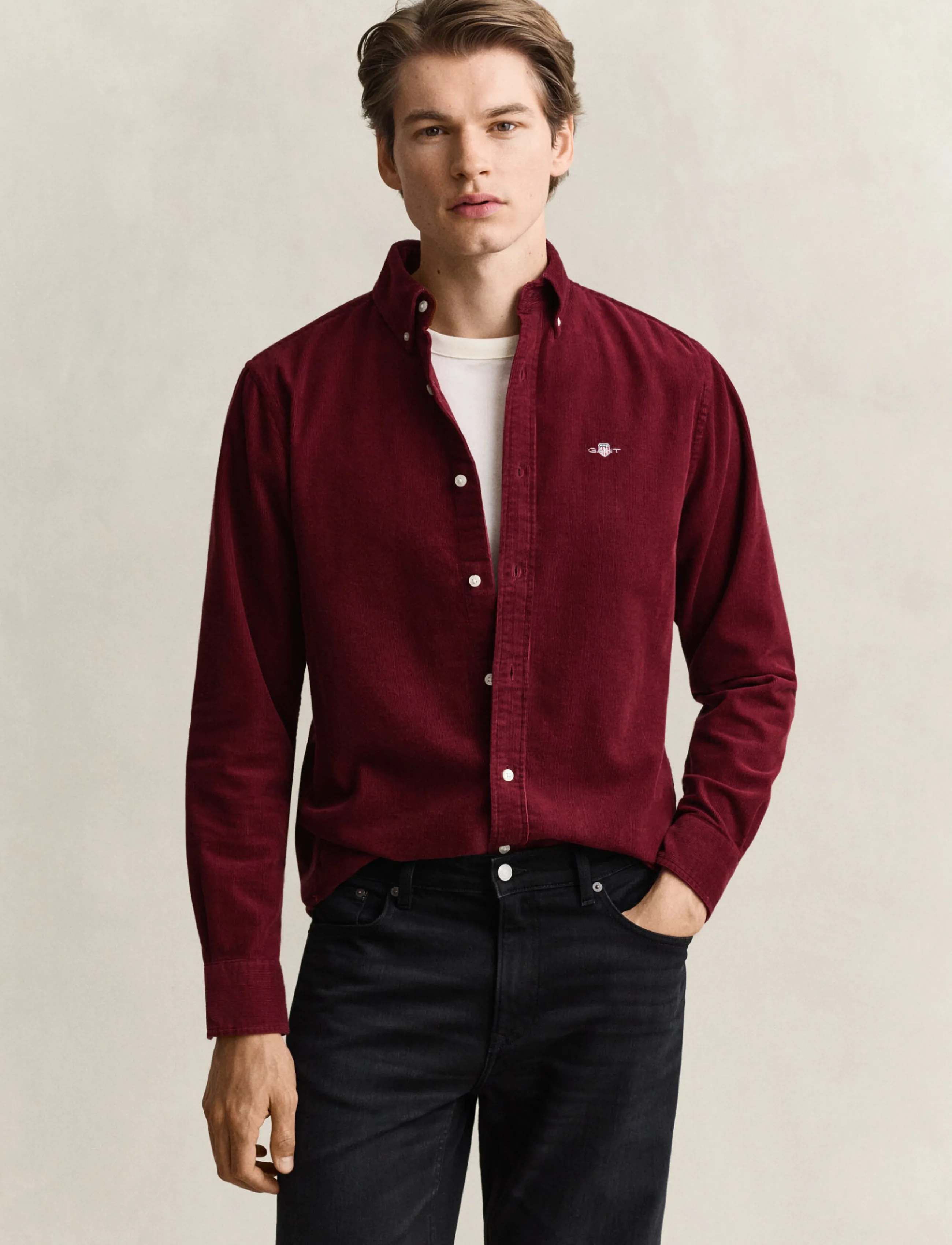 Gant REG CORDUROY SHIRT - Clothing - DEEP GRAPE WINE / burgundy