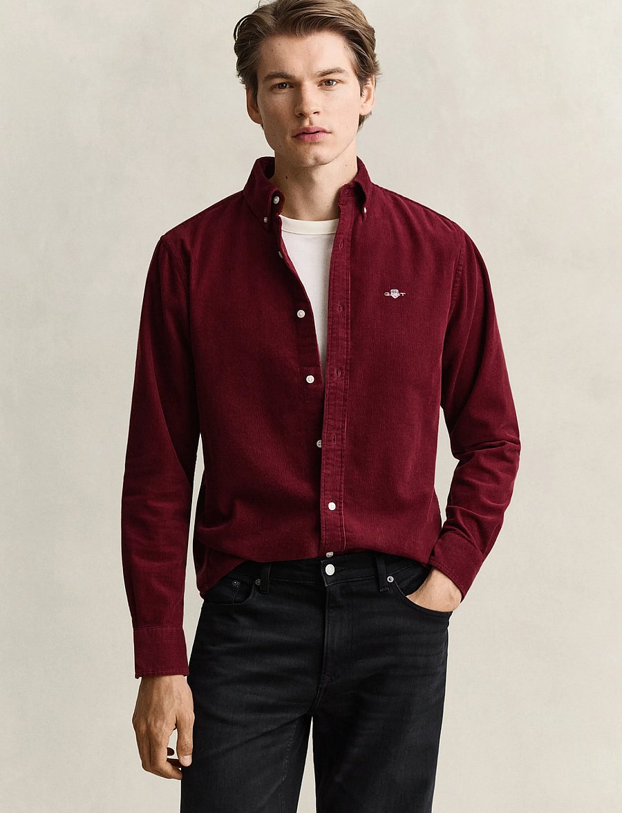 Gant - REG CORDUROY SHIRT - corduroy shirts - deep grape wine - 0