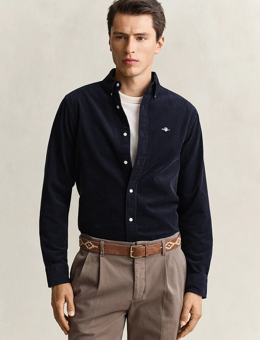 Gant - REG CORDUROY SHIRT - cordhemden - evening blue - 0