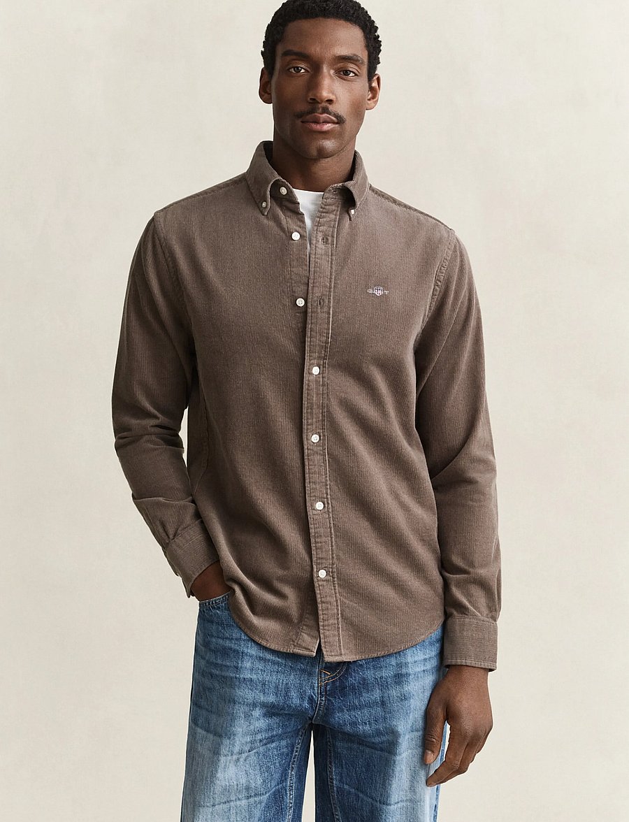 Gant - REG CORDUROY SHIRT - fløjlsskjorter - faded taupe - 0