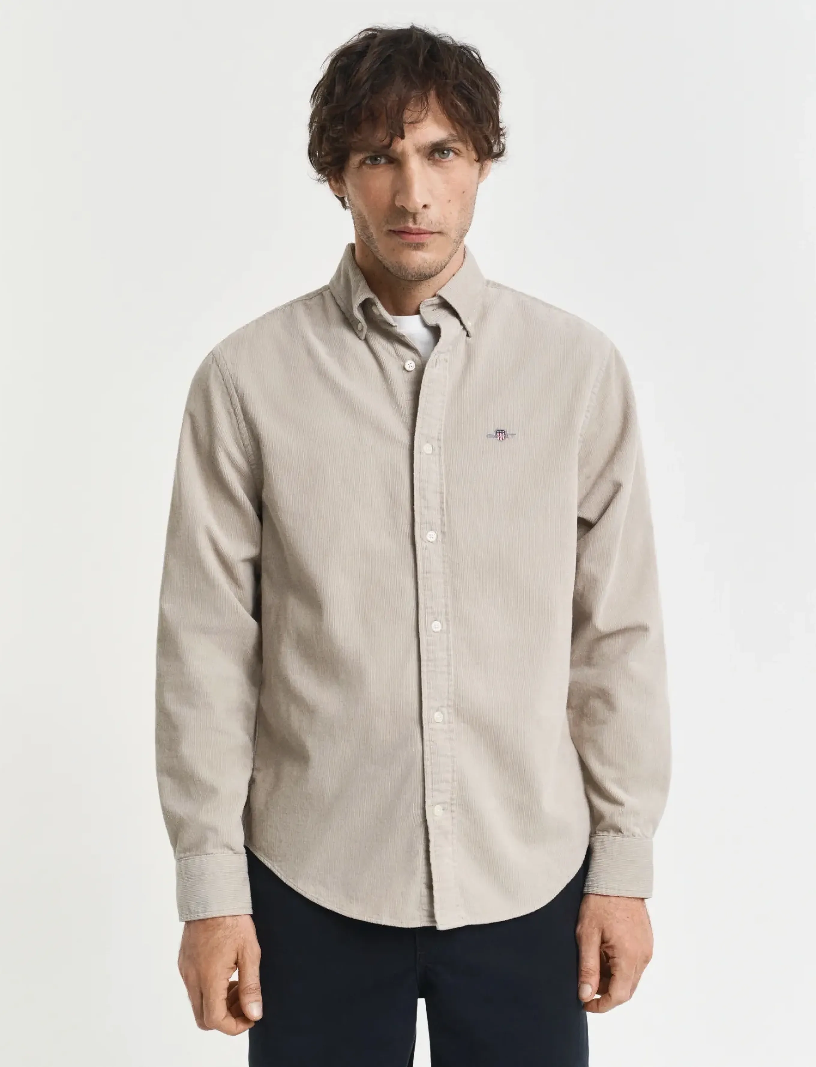 Gant Reg Corduroy Shirt, X3XL, Beige, Shirts > Corduroy Shirts, Herre