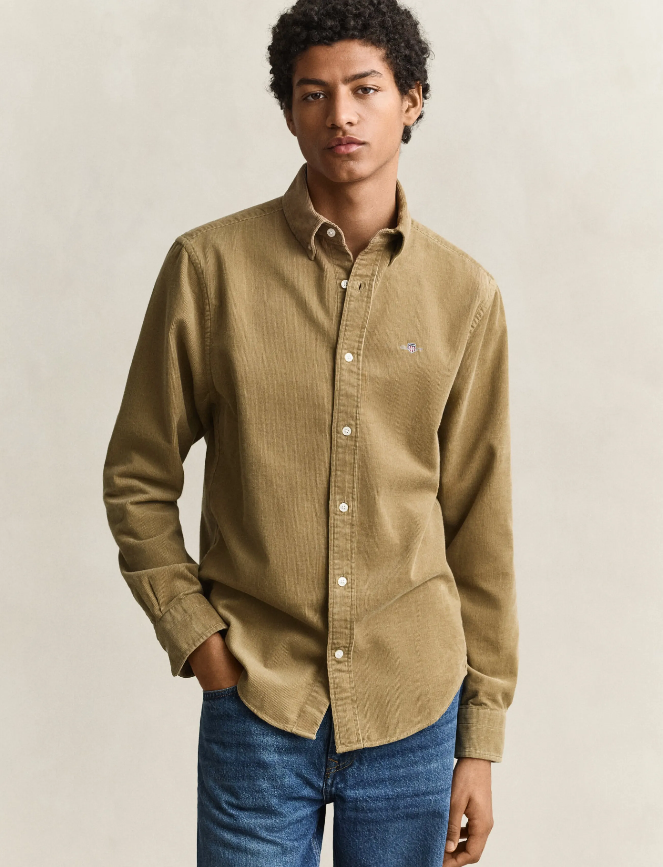 Gant REG CORDUROY SHIRT - Gant - LIGHT TAUPE / khaki/green