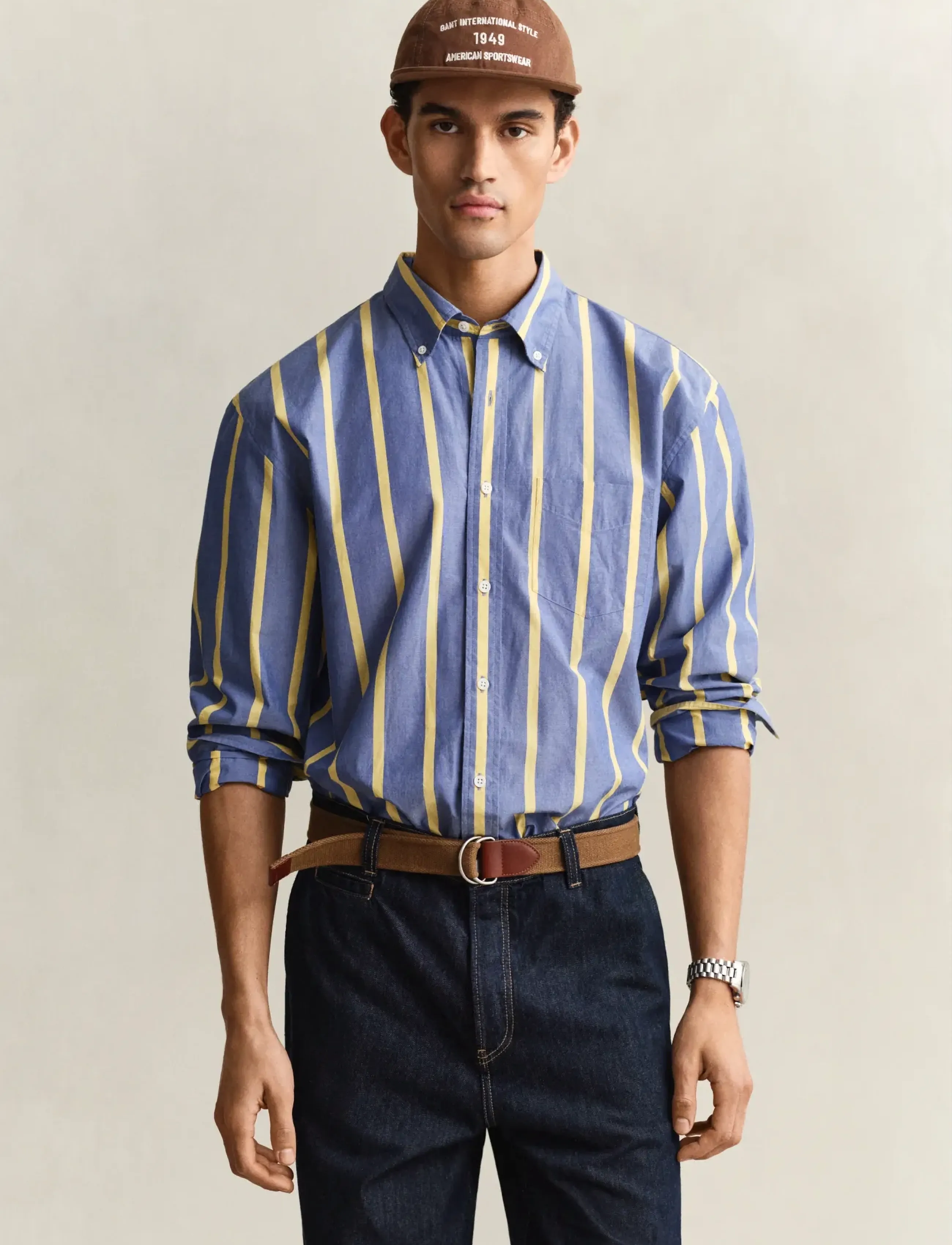 Gant Rel Heritage Poplin Stripe Shirt, XL, Blue, Shirts > Pattern Shirts, Herre