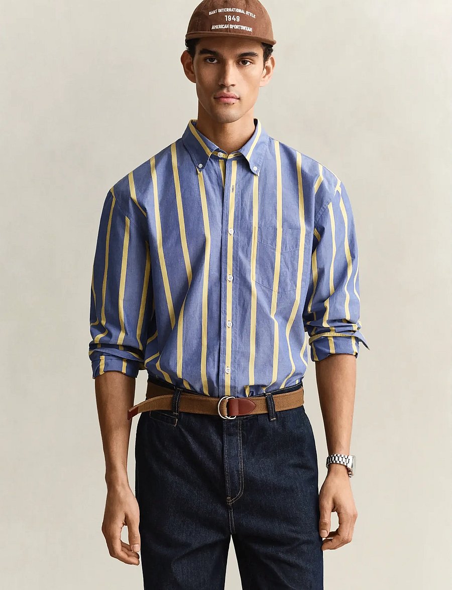 Gant - REL HERITAGE POPLIN STRIPE SHIRT - chemises à rayures - college blue - 0