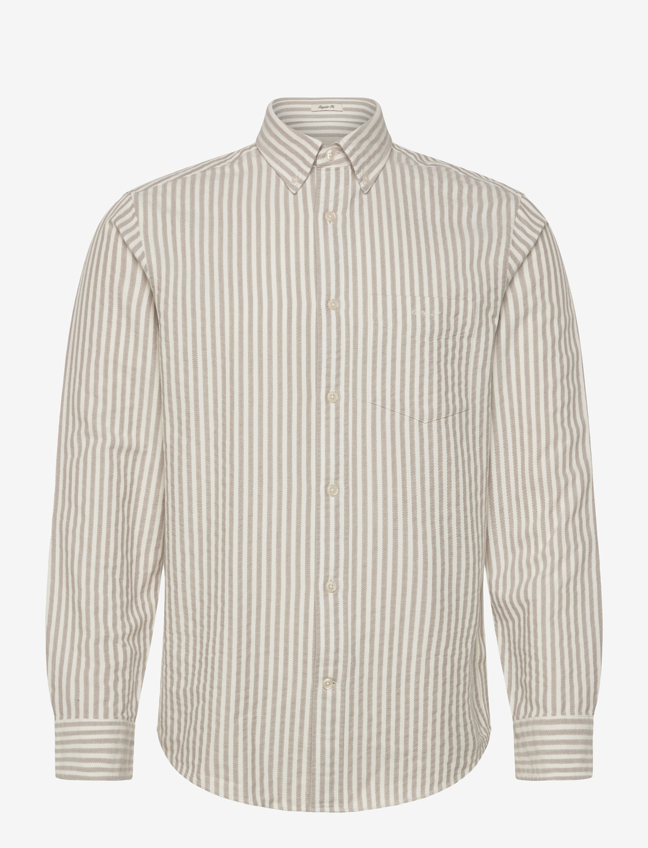 GANT - REG TEXTURE STRIPE SHIRT - tavalised t-särgid - light taupe - 0