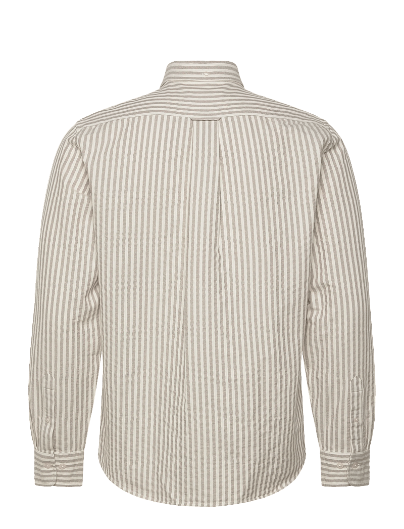 GANT - REG TEXTURE STRIPE SHIRT - tavalised t-särgid - light taupe - 1