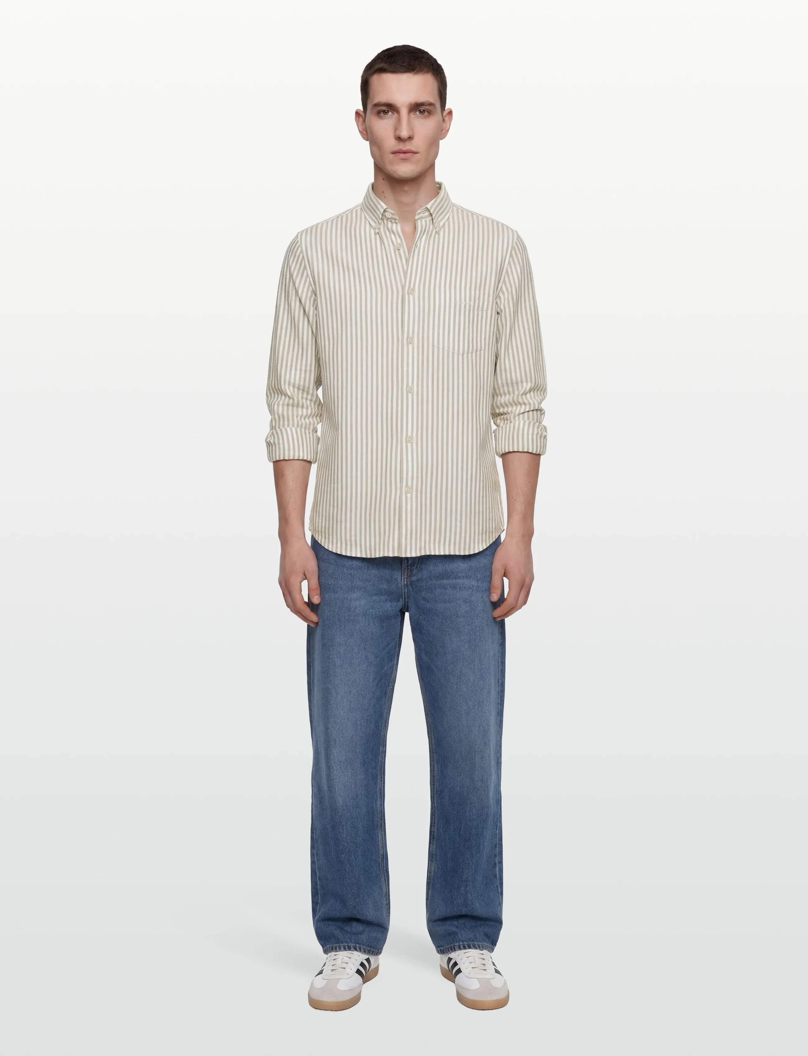 GANT REG TEXTURE STRIPE SHIRT - New arrivals - LIGHT TAUPE / multi