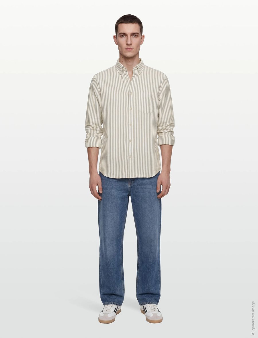 Gant - REG TEXTURE STRIPE SHIRT - gestreifte hemden - light taupe - 0
