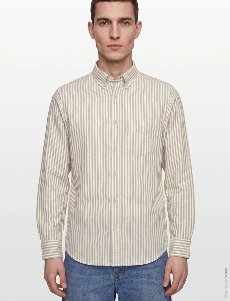 Gant - REG TEXTURE STRIPE SHIRT - gestreifte hemden - light taupe - 3
