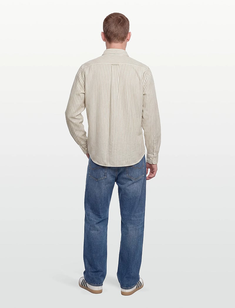 Gant - REG TEXTURE STRIPE SHIRT - gestreifte hemden - light taupe - 4