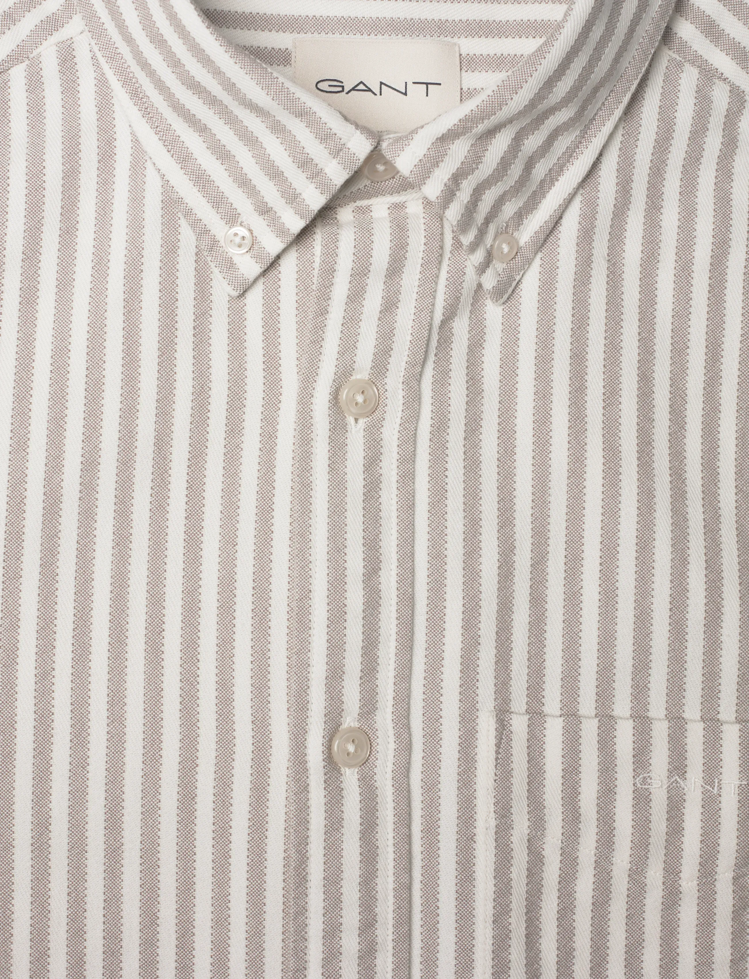 Gant - REG TEXTURE STRIPE SHIRT - randiga skjortor - light taupe - 5