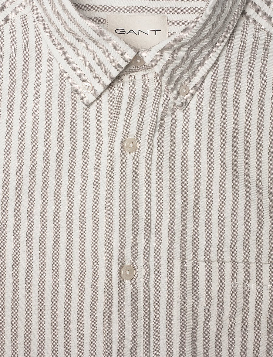 Gant - REG TEXTURE STRIPE SHIRT - gestreifte hemden - light taupe - 5