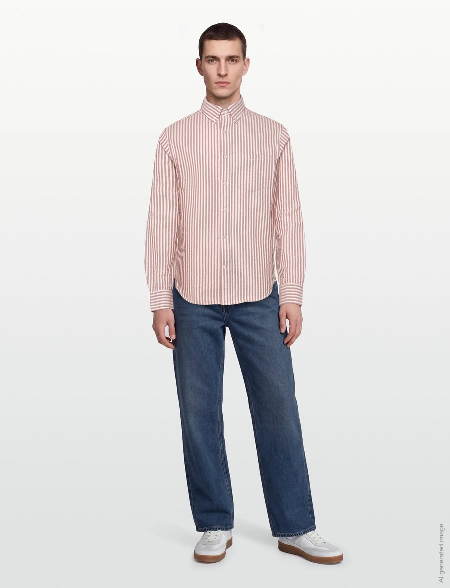 Gant - REG TEXTURE STRIPE SHIRT - gestreifte hemden - rose red - 0