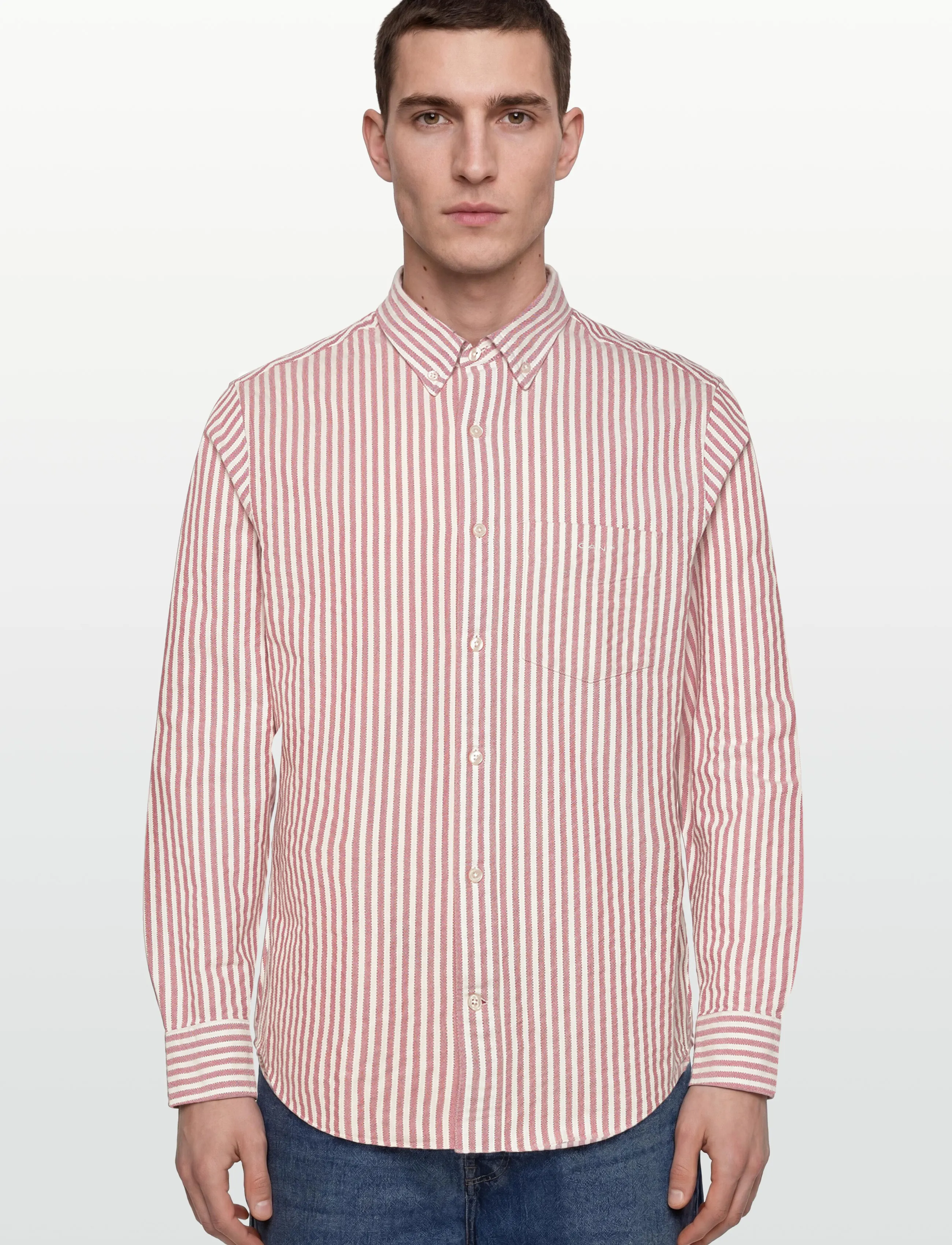 Gant - REG TEXTURE STRIPE SHIRT - randiga skjortor - rose red - 3
