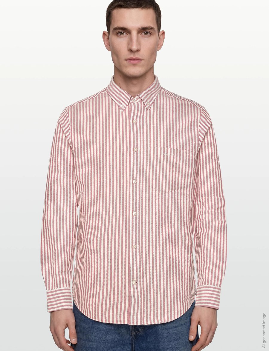 Gant - REG TEXTURE STRIPE SHIRT - gestreifte hemden - rose red - 3