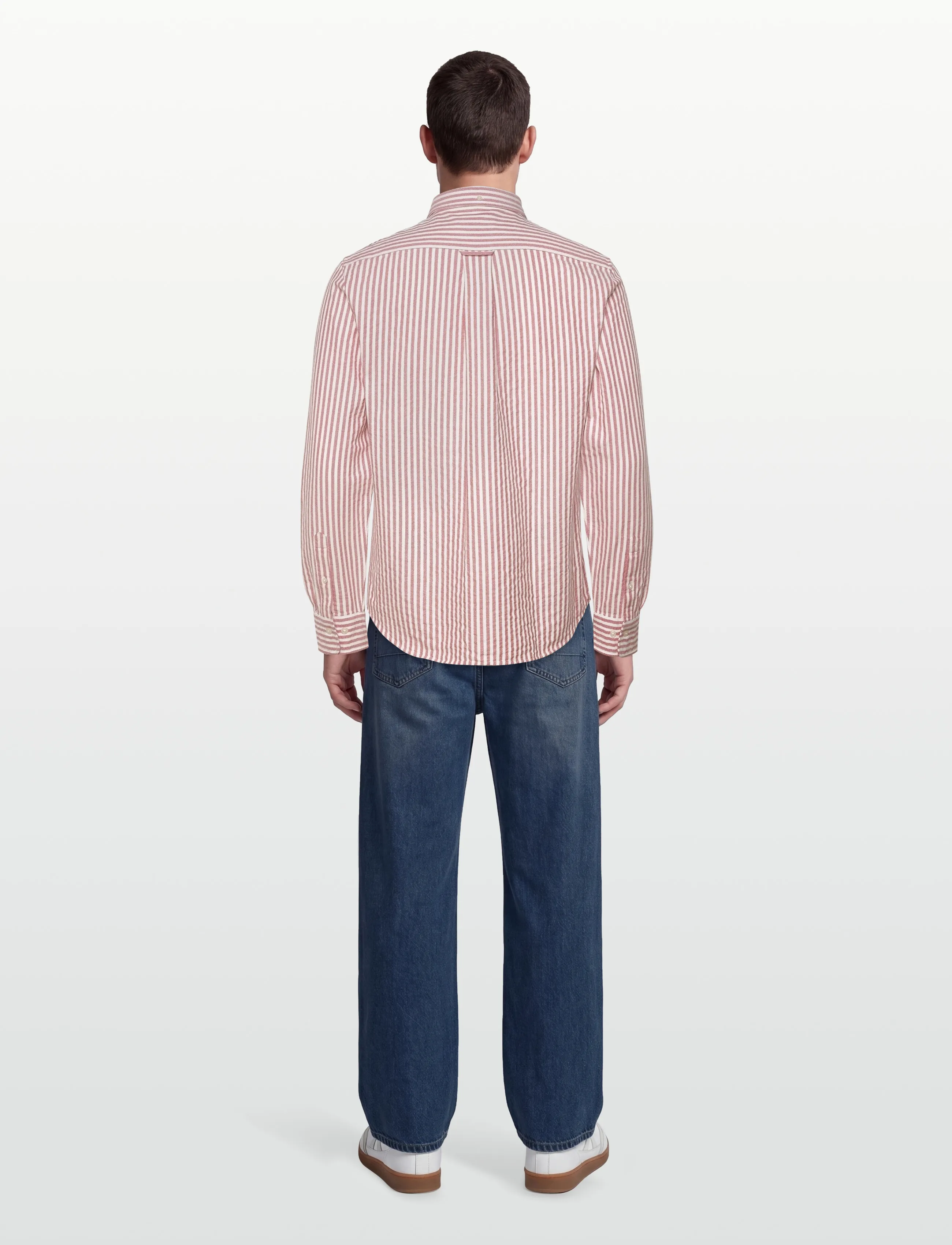 Gant - REG TEXTURE STRIPE SHIRT - randiga skjortor - rose red - 4