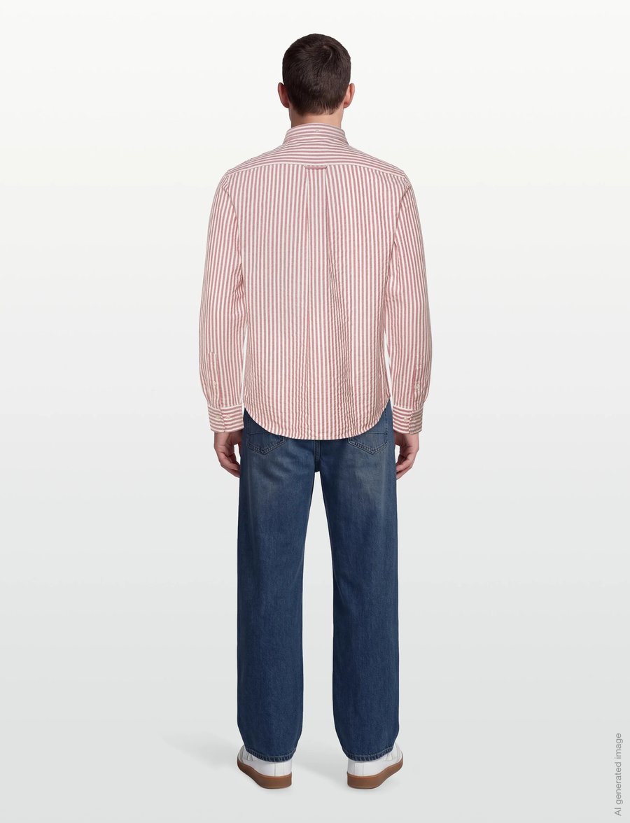 Gant - REG TEXTURE STRIPE SHIRT - gestreifte hemden - rose red - 4