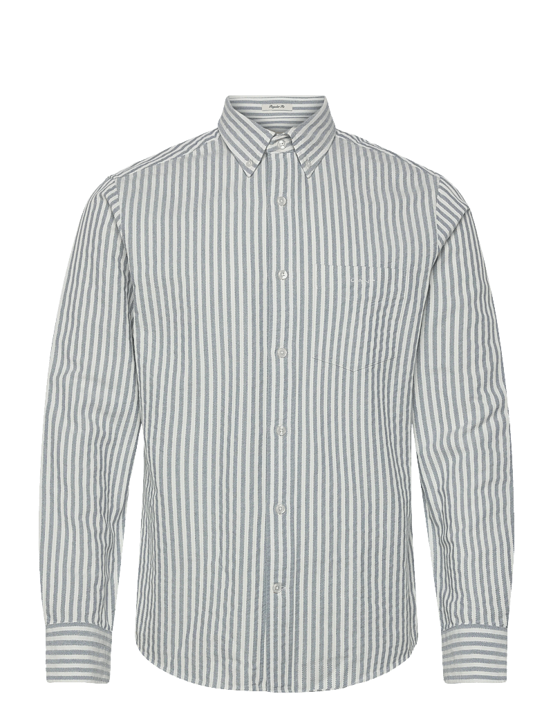 GANT - REG TEXTURE STRIPE SHIRT - stribede skjorter - vintage blue - 0