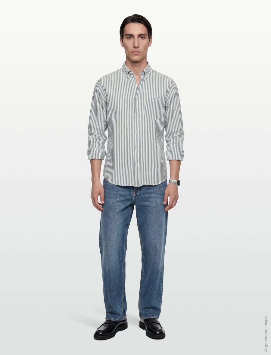 Gant - REG TEXTURE STRIPE SHIRT - chemises à rayures - vintage blue - 0