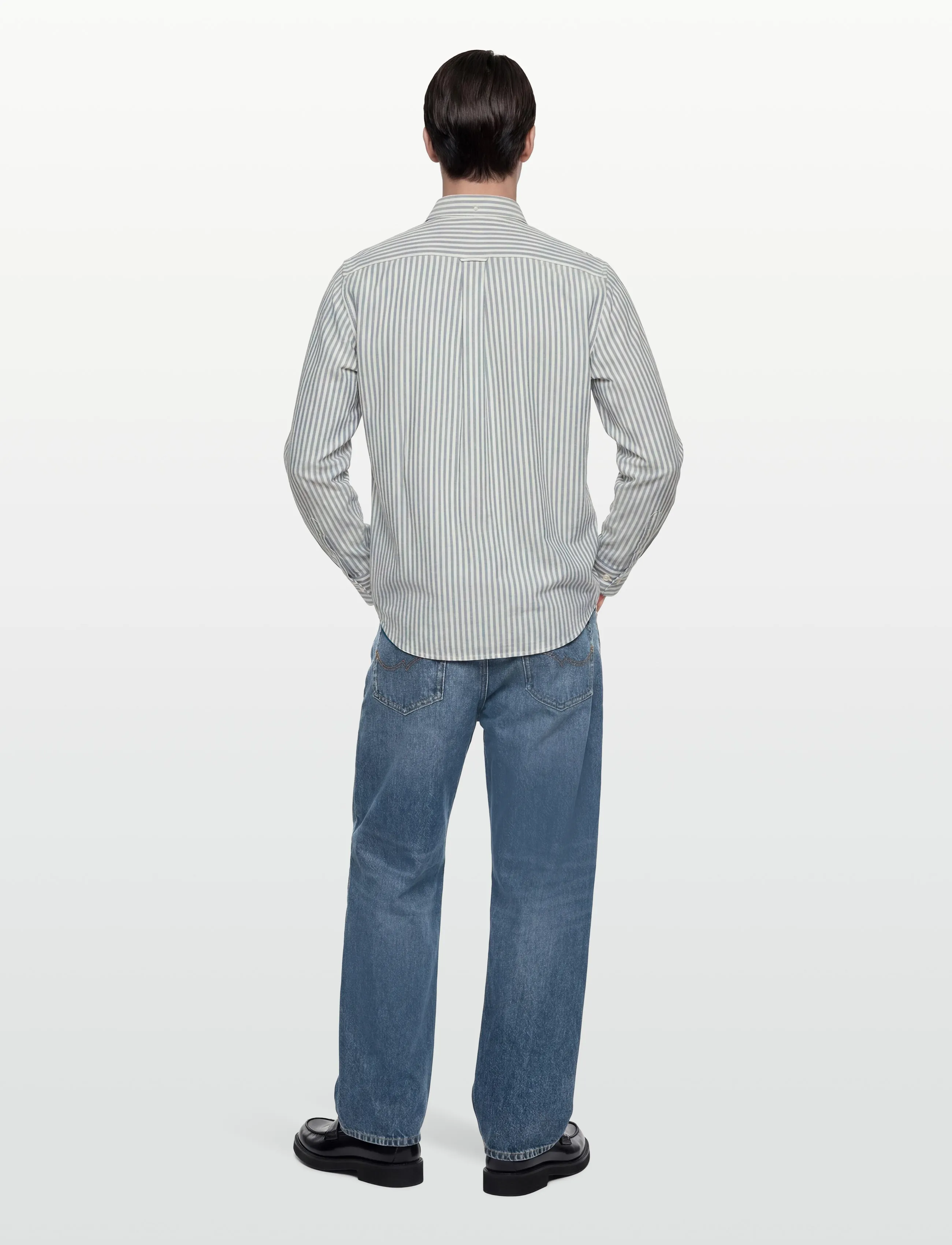 Gant - REG TEXTURE STRIPE SHIRT - randiga skjortor - vintage blue - 4