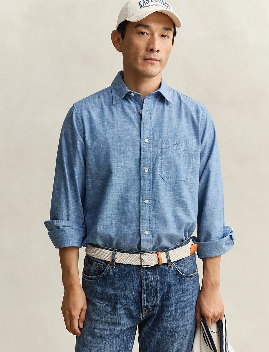 Gant - REG CHAMBRAY SHIRT - casual skjortor - vintage blue - 0