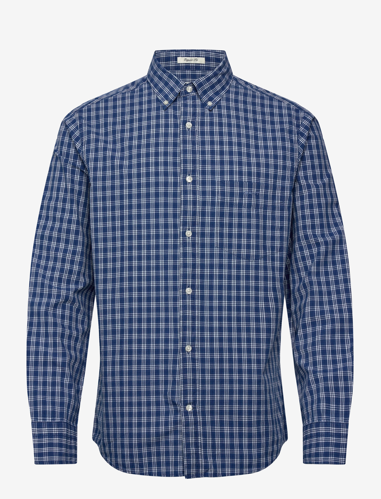 GANT - REG INDIGO CHECK SHIRT - basic skjortor - indigo - 1