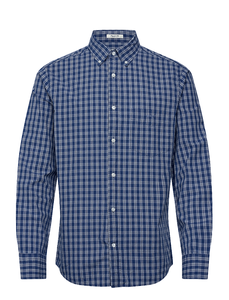 GANT - REG INDIGO CHECK SHIRT - basic skjortor - indigo - 1