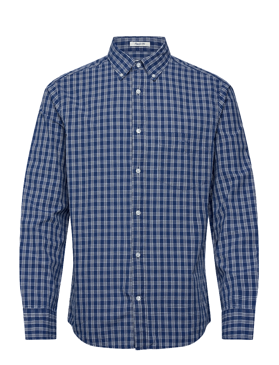 Gant - REG INDIGO CHECK SHIRT - karierte hemden - indigo - 1