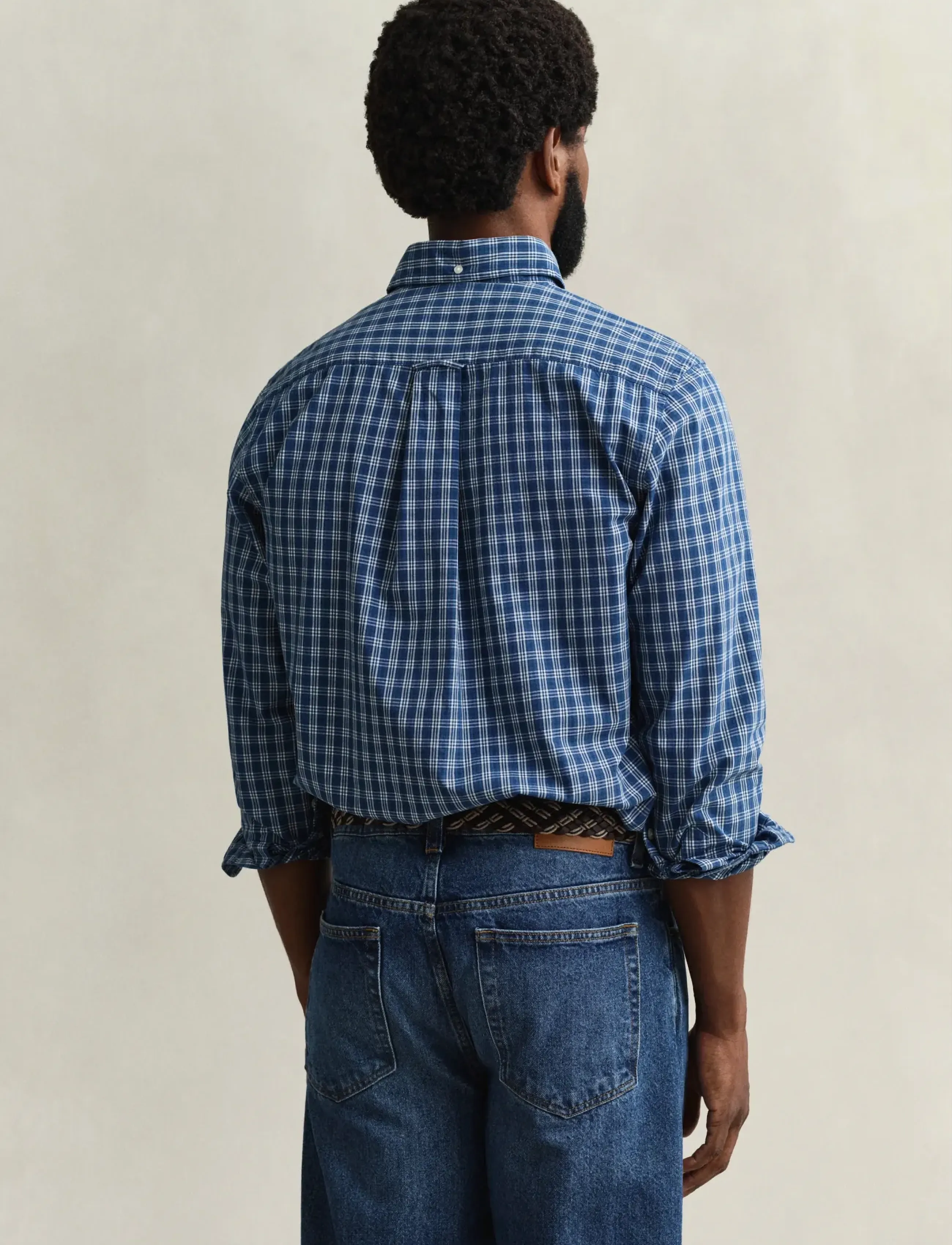 Gant - REG INDIGO CHECK SHIRT - ternede skjorter - indigo - 3